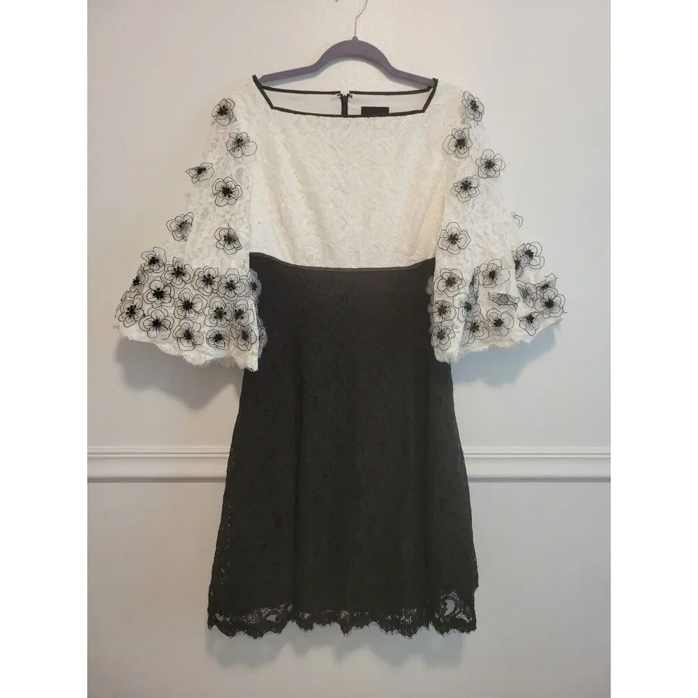 New without tags sz 8 Shani fit flare lace applique sleeve mini dress sequin - Picture 3 of 6
